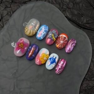Colorful Devil Fish press-on nails