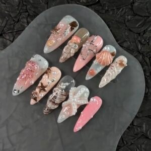 Pink Ocean press-on nails